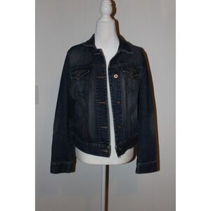 GAP Women's Dark Wash Denim Trucker Jacket Blue Cotton Size Medium Jean